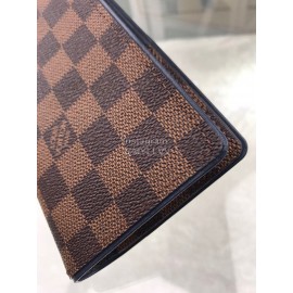 Louis Vuitton Classic Plaid Canvas Two Fold Long Wallet Coffee N63168