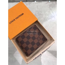 Louis Vuitton Classic Plaid Canvas Two Fold Short Wallet Coffee N63167