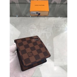 Louis Vuitton Classic Plaid Canvas Two Fold Short Wallet Coffee N63167