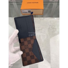 Louis Vuitton Classic Plaid Canvas Two Fold Short Wallet Coffee N63167