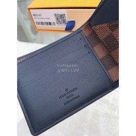 Louis Vuitton Classic Plaid Canvas Two Fold Short Wallet Coffee N63167