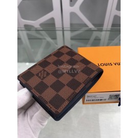 Louis Vuitton Classic Plaid Canvas Two Fold Short Wallet Coffee N63167