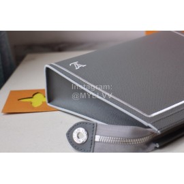 Louis Vuitton Exquisite Cross Stitch Embroidered Cowhide Handbag For Men Gray M61692