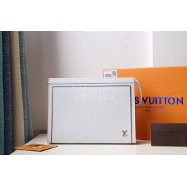 Louis Vuitton Exquisite Cross Stitch Embroidered Cowhide Handbag For Men White M61692