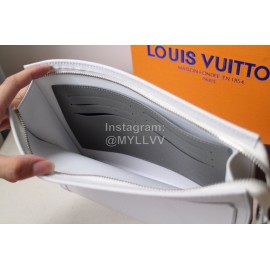 Louis Vuitton Exquisite Cross Stitch Embroidered Cowhide Handbag For Men White M61692