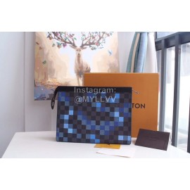 Louis Vuitton Fashion Coated Plaid Canvas Mosaic Medium Handbag Blue N41696