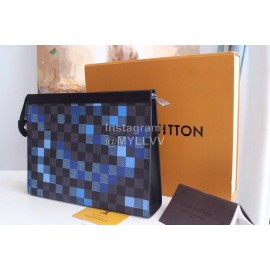 Louis Vuitton Fashion Coated Plaid Canvas Mosaic Medium Handbag Blue N41696