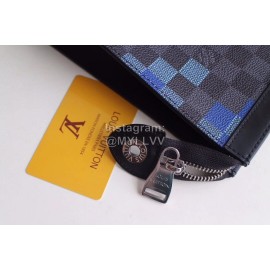 Louis Vuitton Fashion Coated Plaid Canvas Mosaic Medium Handbag Blue N41696