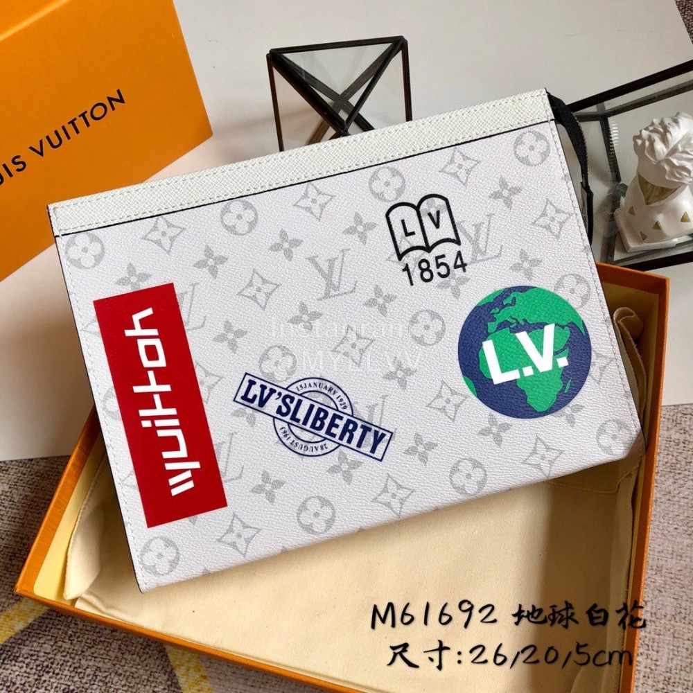 Louis Vuitton Exquisite Printed Canvas Medium Handbag White M61692