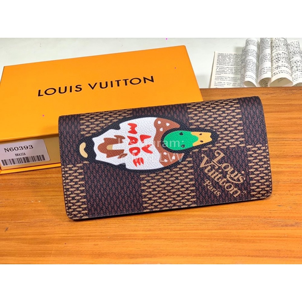 Louis Vuitton Canvas Print Vintage Two Fold Long Wallet N60393