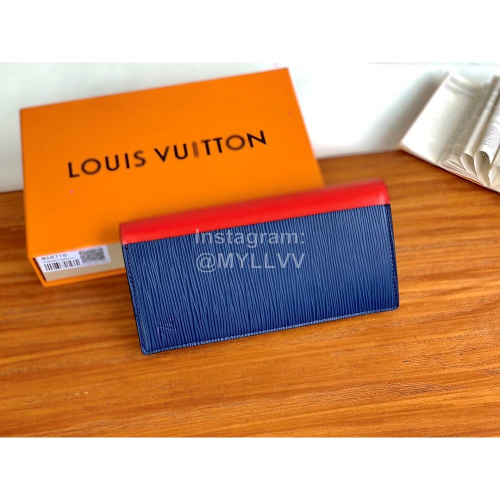 Louis Vuitton Fashion Color Matching Leather Long Two Fold Wallet M68718