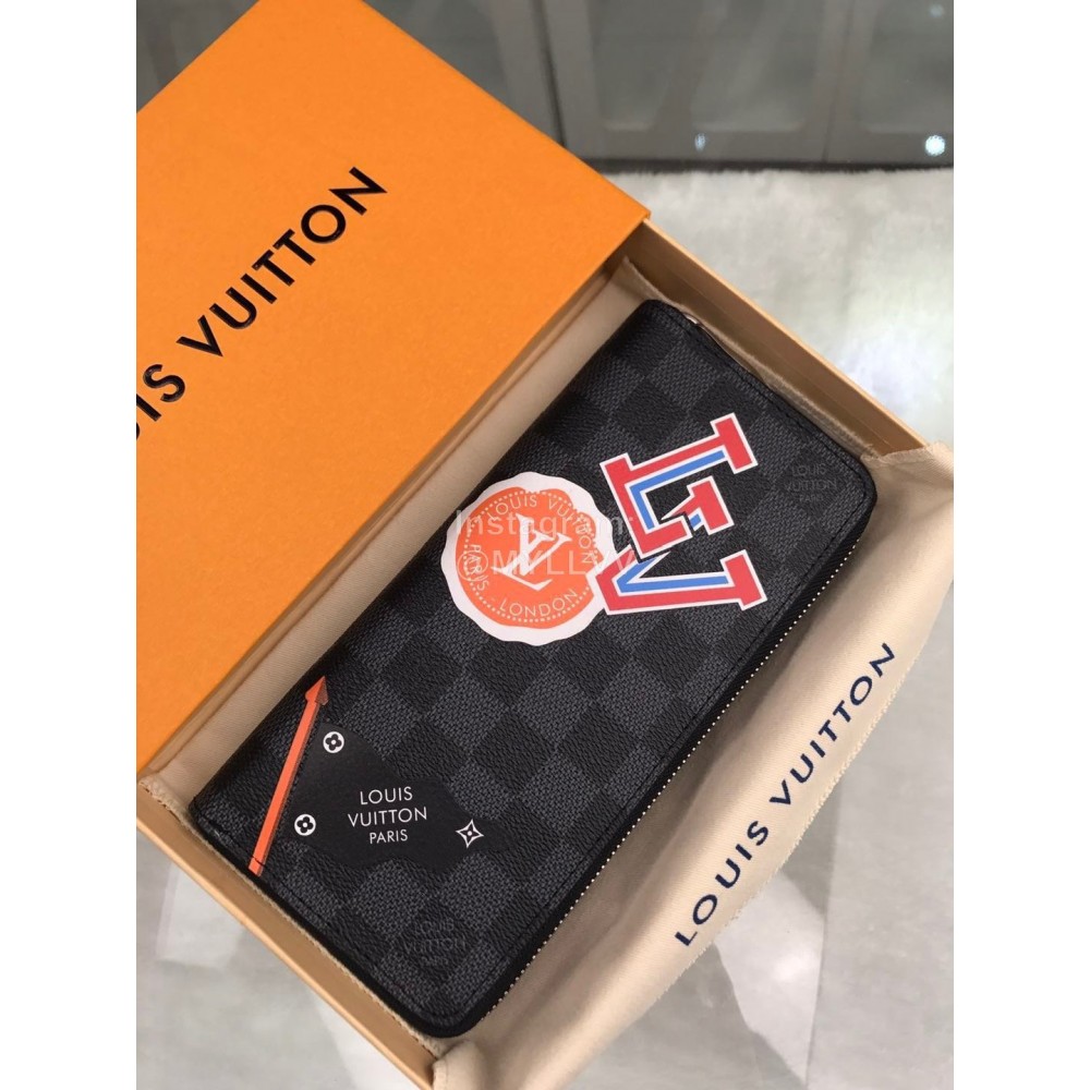 Louis Vuitton Exquisite Plaid Canvas Long Zipper Wallet N64443