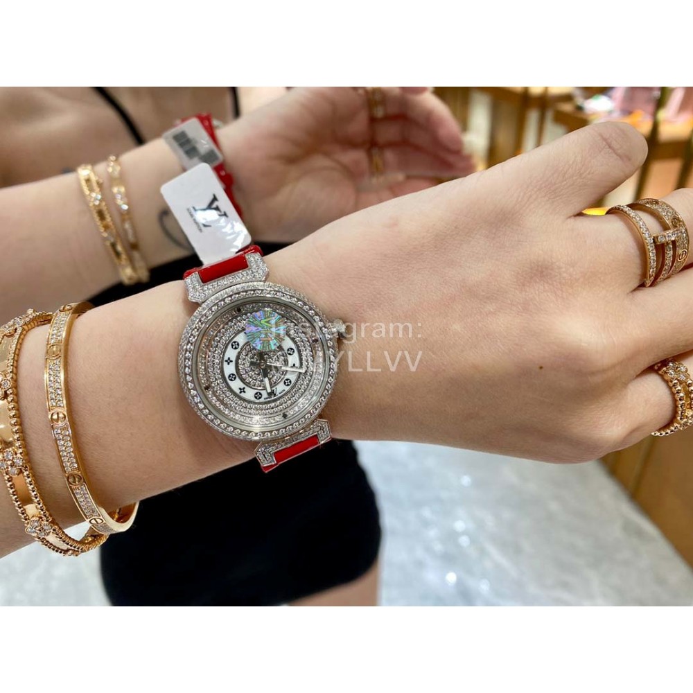 Louis Vuitton 316l Fine Steel Case SiLouis Vuittoner Diamond Dial Watch