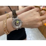 Louis Vuitton 316l Fine Steel Case SiLouis Vuittoner Diamond Dial Brown Strap Watch