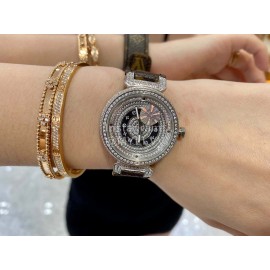 Louis Vuitton 316l Fine Steel Case SiLouis Vuittoner Diamond Dial Brown Strap Watch