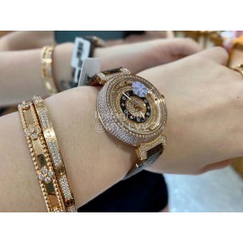 Louis Vuitton 316l Fine Steel Case God Diamond Dial Brown Strap Watch