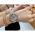 Louis Vuitton 316l Fine Steel Case SiLouis Vuittoner Diamond Dial White Strap Watch