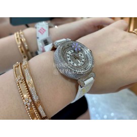 Louis Vuitton 316l Fine Steel Case SiLouis Vuittoner Diamond Dial White Strap Watch