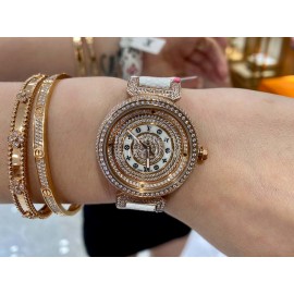 Louis Vuitton 316l Fine Steel Case God Diamond Dial White Strap Watch