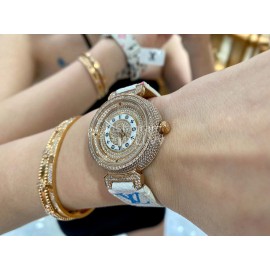 Louis Vuitton 316l Fine Steel Case God Diamond Dial White Strap Watch