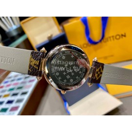 Louis Vuitton Cowhide Strap Diamond Dial Watch For Women