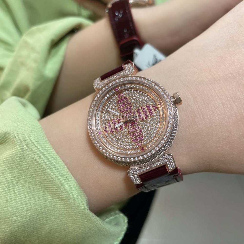 Louis Vuitton Luminous Pointer 316l Fine Steel Case Watch Wine Red