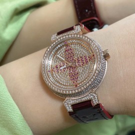 Louis Vuitton Luminous Pointer 316l Fine Steel Case Watch Wine Red