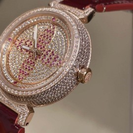 Louis Vuitton Luminous Pointer 316l Fine Steel Case Watch Wine Red