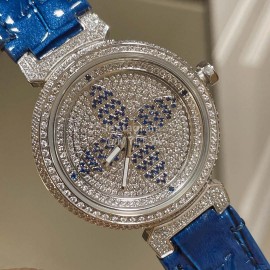Louis Vuitton Luminous Pointer 316l Fine Steel Case Diamond Watch Blue