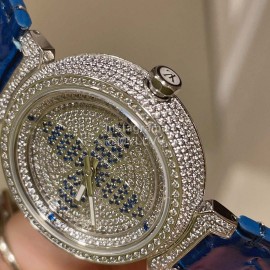 Louis Vuitton Luminous Pointer 316l Fine Steel Case Diamond Watch Blue