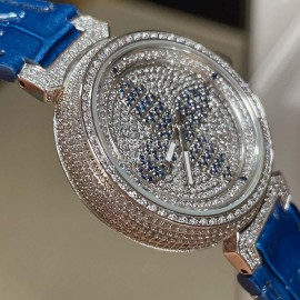 Louis Vuitton Luminous Pointer 316l Fine Steel Case Diamond Watch Blue