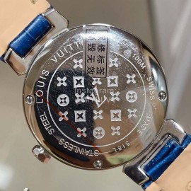 Louis Vuitton Luminous Pointer 316l Fine Steel Case Diamond Watch Blue