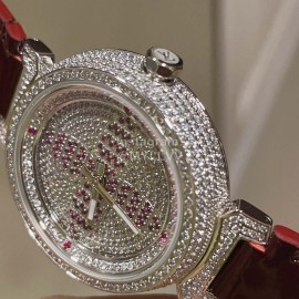 Louis Vuitton Luminous Pointer 316l Fine Steel Case Diamond Watch Wine Red