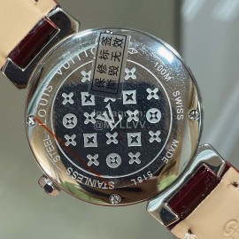 Louis Vuitton Luminous Pointer 316l Fine Steel Case Diamond Watch Wine Red