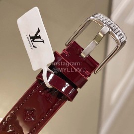 Louis Vuitton Luminous Pointer 316l Fine Steel Case Diamond Watch Wine Red