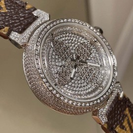 Louis Vuitton Luminous Pointer 316l Fine Steel Case Diamond Watch Brown