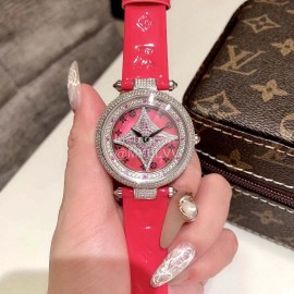 Louis Vuitton Luxury Diamond Dial Watch For Women Red