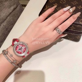 Louis Vuitton Luxury Diamond Dial Watch For Women Red