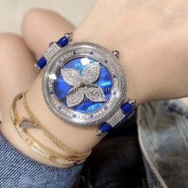 Louis Vuitton Luxury Diamond Dial Watch For Women Blue