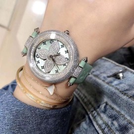 Louis Vuitton Luxury Diamond Dial Watch For Women Green