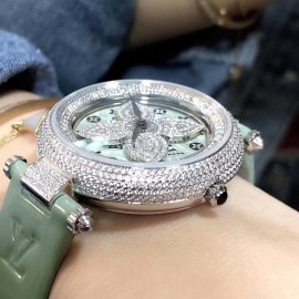 Louis Vuitton Luxury Diamond Dial Watch For Women Green