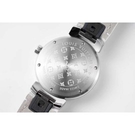Louis Vuitton Tambour Slim Series Ecco Leather Strap Watch White