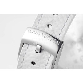 Louis Vuitton Tambour Slim Series Ecco Leather Strap Watch White
