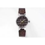 Louis Vuitton Tambour Slim Series Ecco Leather Strap Watch Brown
