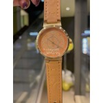 Louis Vuitton Tambour Slim Series Ecco Leather Strap Watch Orange