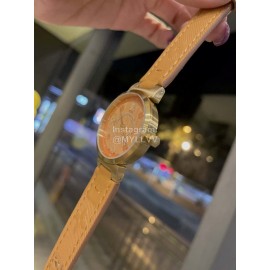 Louis Vuitton Tambour Slim Series Ecco Leather Strap Watch Orange