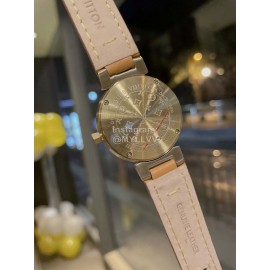Louis Vuitton Tambour Slim Series Ecco Leather Strap Watch Orange