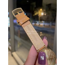 Louis Vuitton Tambour Slim Series Ecco Leather Strap Watch Orange