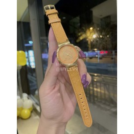 Louis Vuitton Tambour Slim Series Ecco Leather Strap Watch Orange