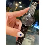 Louis Vuitton Tambour Slim Series Ecco Leather Strap Watch 